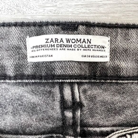 ZARA Women's Zipper/Stitch Detail Denim Jeans Charcoal Gray Wash Size 6. - Picture 5 of 8